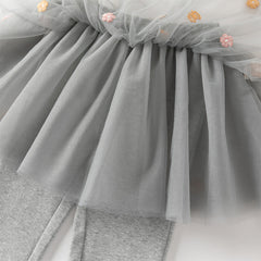 Dave&Bella Toddler Girls Fashion Light Grey/White Mesh Dress-style Pants