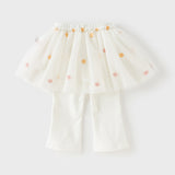 Dave&Bella Toddler Girls Fashion Light Grey/White Mesh Dress-style Pants
