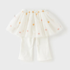 Dave&Bella Toddler Girls Fashion Light Grey/White Mesh Dress-style Pants