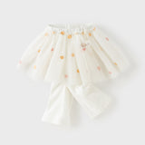 Dave&Bella Toddler Girls Fashion Light Grey/White Mesh Dress-style Pants