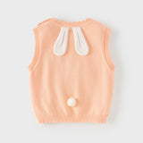 Dave&Bella Toddler Girls Cute Rabbit-style Orange Round Collar Cotton Vests