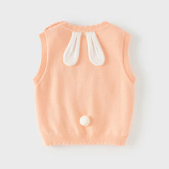 Dave&Bella Toddler Girls Cute Rabbit-style Orange Round Collar Cotton Tank Tops
