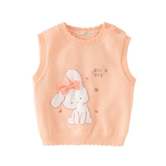 Dave&Bella Toddler Girls Cute Rabbit-style Orange Round Collar Cotton Tank Tops