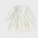 Dave&Bella Toddler Girls Gorgeous Beige Flower Embroidery A-line Mesh Princess Dress