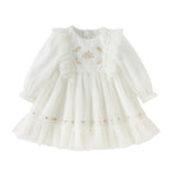 Dave&Bella Toddler Girls Gorgeous Beige Flower Embroidery A-line Mesh Princess Dress