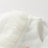 Dave&Bella Toddler Girls Gorgeous Beige Flower Embroidery A-line Mesh Princess Dress
