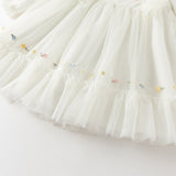 Dave&Bella Toddler Girls Gorgeous Beige Flower Embroidery A-line Mesh Princess Dress