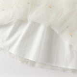 Dave&Bella Toddler Girls Gorgeous Beige Flower Embroidery A-line Mesh Princess Dress