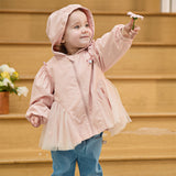 Dave&Bella Toddler Girls Sweet Pink Outwear Hooded Mesh Dress-style Lightweight Jackets