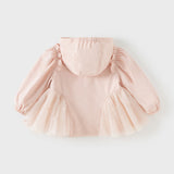 Dave&Bella Toddler Girls Sweet Pink Outwear Hooded Mesh Dress-style Lightweight Jackets