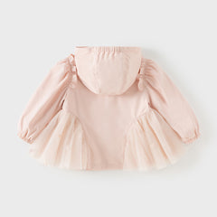 Dave&Bella Toddler Girls Sweet Pink Outwear Hooded Mesh Dress-style Lightweight Jackets