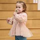Dave&Bella Toddler Girls Sweet Pink Outwear Hooded Mesh Dress-style Lightweight Jackets