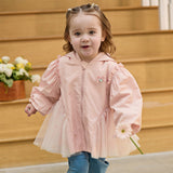 Dave&Bella Toddler Girls Sweet Pink Outwear Hooded Mesh Dress-style Lightweight Jackets