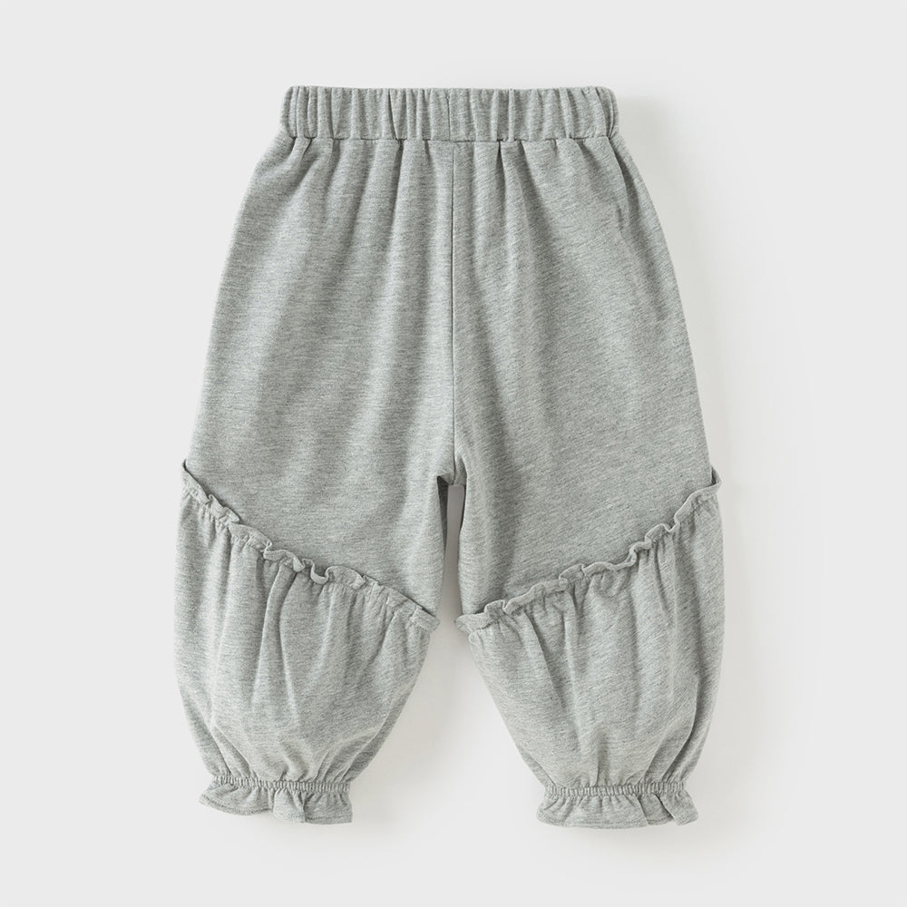 Dave&Bella Toddler Girls Cute Grey Breathable Cotton Loose Drawstring Pants