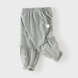 Dave&Bella Toddler Girls Cute Grey Breathable Cotton Loose Drawstring Pants