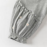 Dave&Bella Toddler Girls Cute Grey Breathable Cotton Loose Drawstring Pants