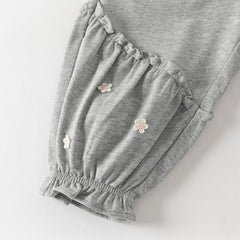 Dave&Bella Toddler Girls Cute Grey Breathable Cotton Loose Drawstring Pants