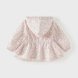 Dave&Bella Toddler Girls Adorable Pink Floral Print Outwear Hooded Jackets