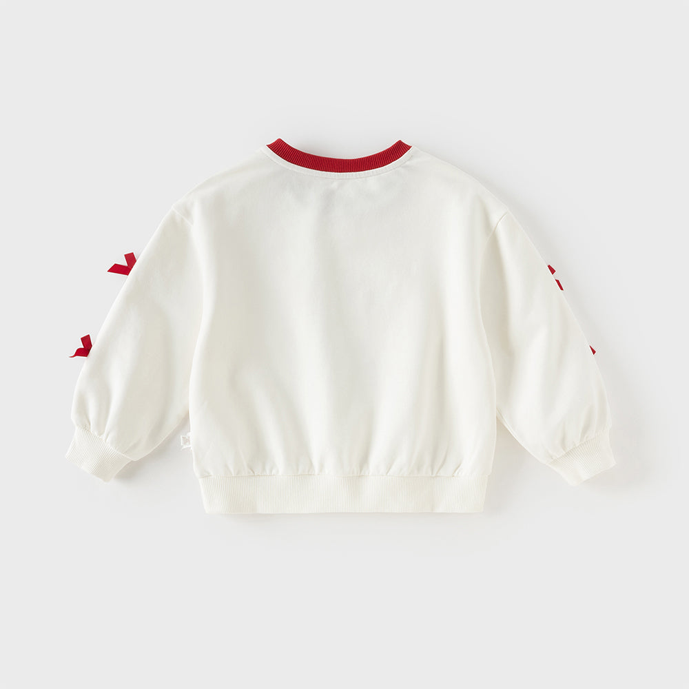 Dave&Bella Toddler Girls Versatile White Long Sleeve Rabbit Print Sweatshirts Tops