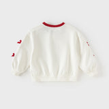 Dave&Bella Toddler Girls Versatile White Long Sleeve Rabbit Print Sweatshirts Tops