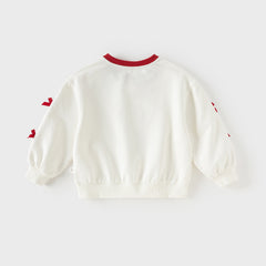 Dave&Bella Toddler Girls Versatile White Long Sleeve Rabbit Print Sweatshirts Tops