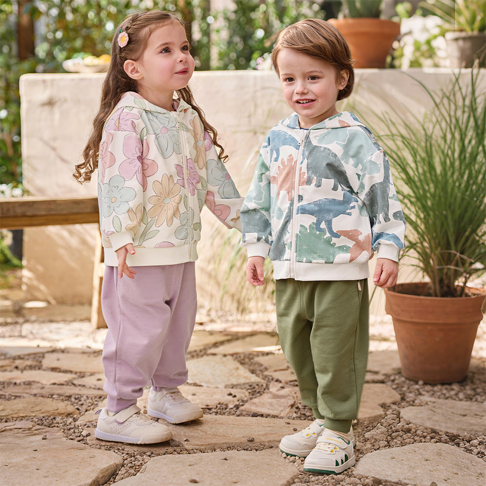 Dave&Bella Toddler Girls/Boys Outdoor Cute Print Long Sleeve Hooded Top Pant Suits