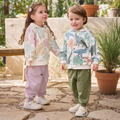 Dave&Bella Toddler Girls/Boys  Outdoor Cute Print Long Sleeve Hooded Top Pant Suits