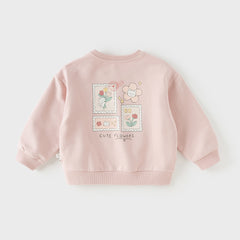 Dave&Bella Toddler Boys/Girls Blue/Light Pink Casual Loose Sweatshirt Tops