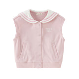 Dave&Bella Toddler Girls Sweet Pink Naval Collar Sleeveless Tank Tops