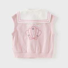 Dave&Bella Toddler Girls Sweet Pink Naval Collar Sleeveless Tank Tops