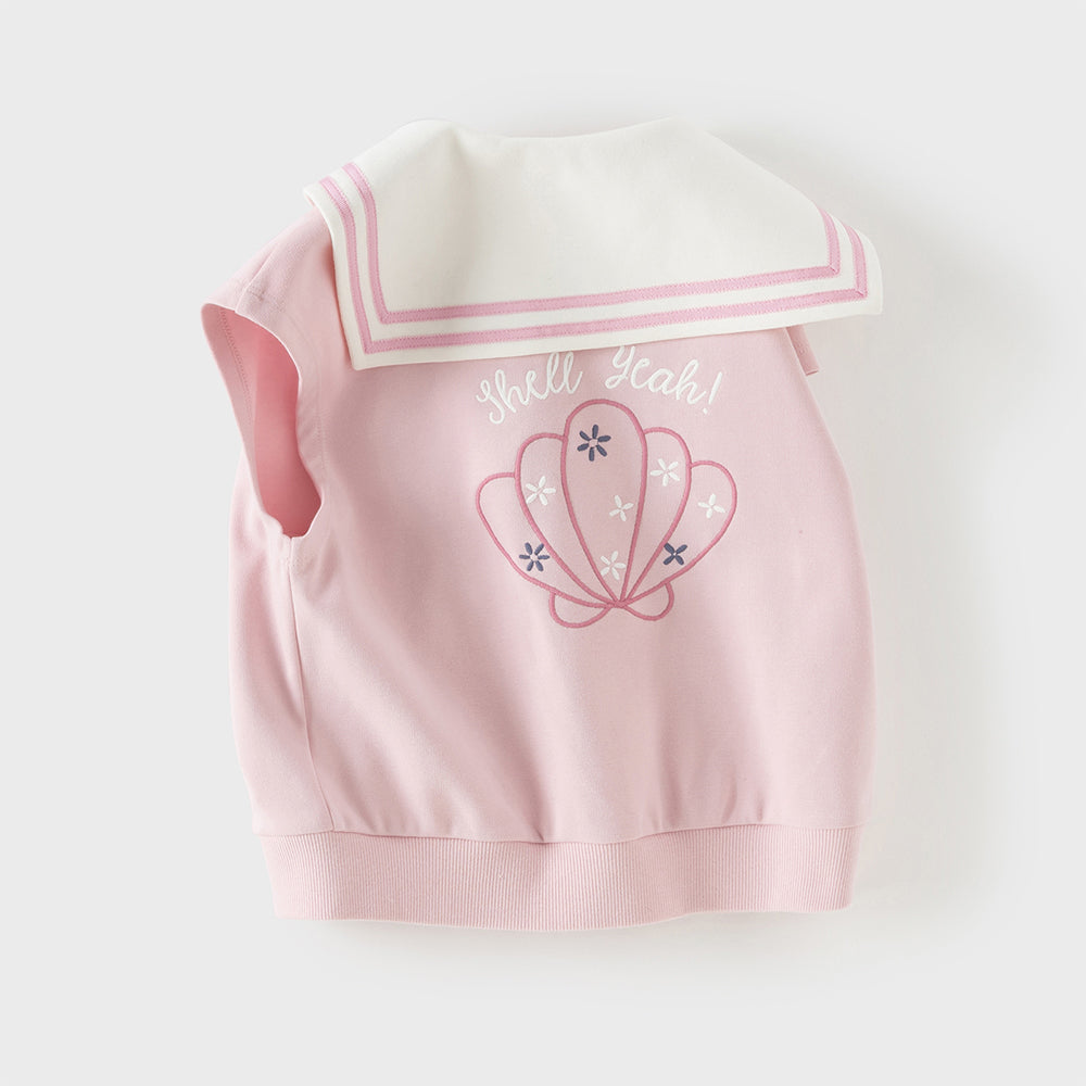 Dave&Bella Toddler Girls Sweet Pink Naval Collar Sleeveless Tank Tops