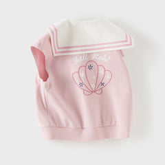 Dave&Bella Toddler Girls Sweet Pink Naval Collar Sleeveless Tank Tops