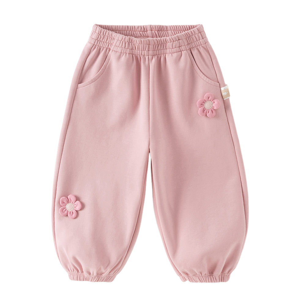 Dave&Bella Toddler Girls/Boys Grey/Pink Loose Adjustable-waistband Sweatpants