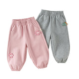Dave&Bella Toddler Girls/Boys Grey/Pink Loose Adjustable-waistband Sweatpants
