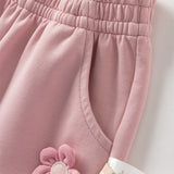 Dave&Bella Toddler Girls/Boys Grey/Pink Loose Adjustable-waistband Sweatpants