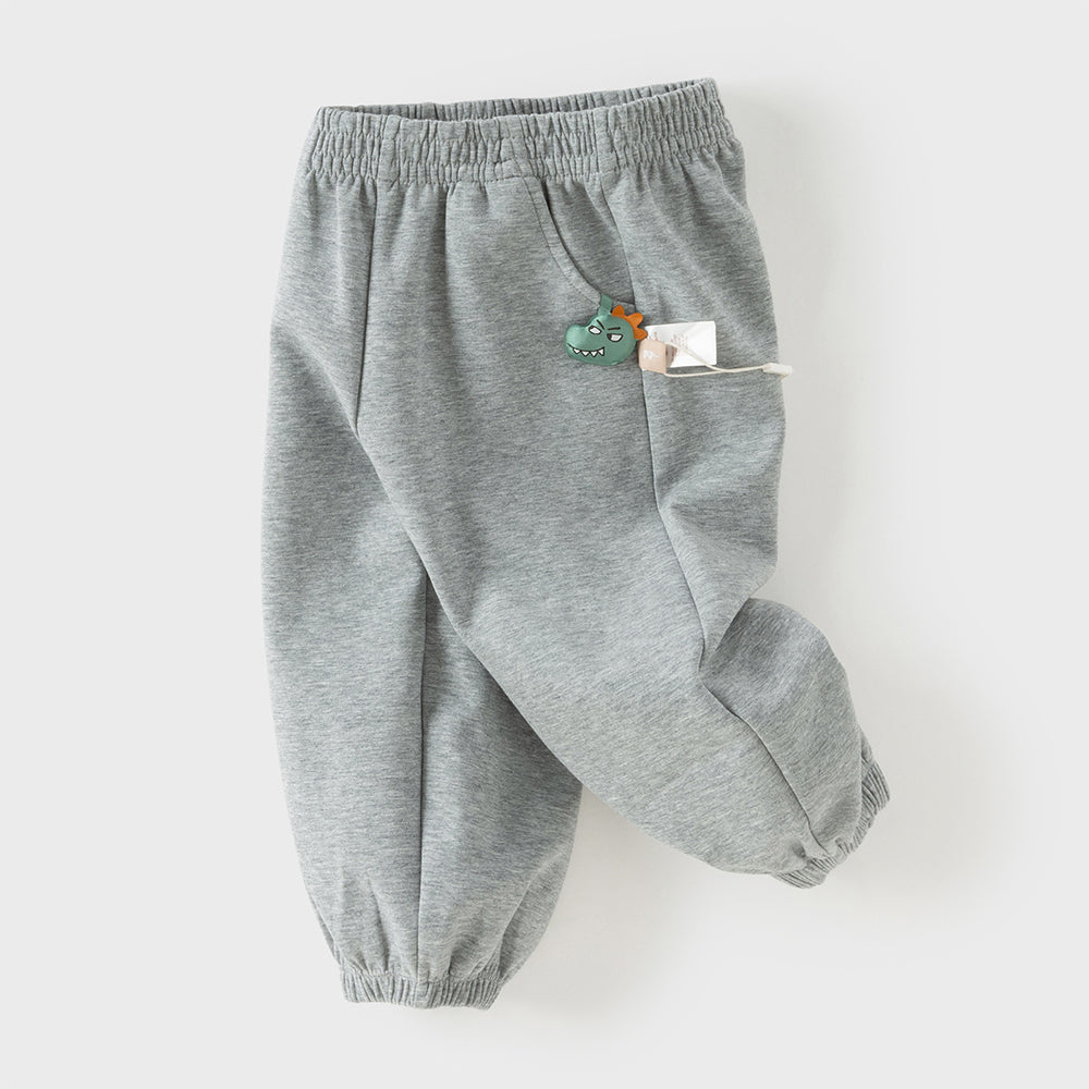 Dave&Bella Toddler Girls/Boys Grey/Pink Loose Adjustable-waistband Sweatpants