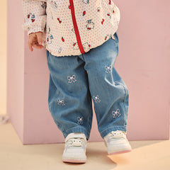 Dave&Bella Toddler Girls/Boys Denim Blue/Black Loose Adjustable-waistband Jeans