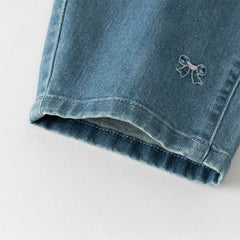 Dave&Bella Toddler Girls/Boys Denim Blue/Black Loose Adjustable-waistband Jeans