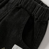 Dave&Bella Toddler Girls/Boys Denim Blue/Black Loose Adjustable-waistband Jeans