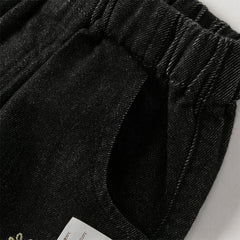 Dave&Bella Toddler Girls/Boys Denim Blue/Black Loose Adjustable-waistband Jeans