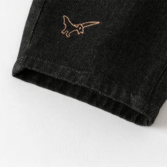 Dave&Bella Toddler Girls/Boys Denim Blue/Black Loose Adjustable-waistband Jeans