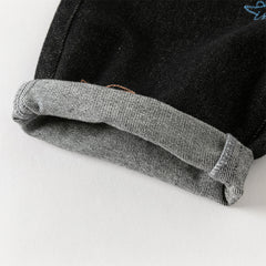 Dave&Bella Toddler Girls/Boys Denim Blue/Black Loose Adjustable-waistband Jeans