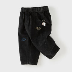 Dave&Bella Toddler Girls/Boys Denim Blue/Black Loose Adjustable-waistband Jeans