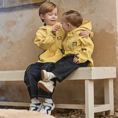 Dave&Bella Toddler Girls/Boys Denim Blue/Black Loose Adjustable-waistband Jeans