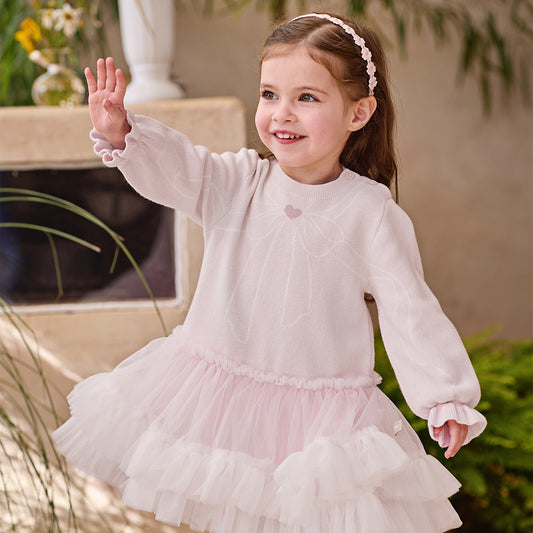 Dave&Bella Toddler Girls Charming Purple Pink Sweater Mesh Party Dress