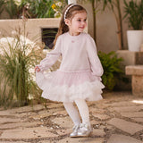 Dave&Bella Toddler Girls Charming Purple Pink Sweater Mesh Party Dress
