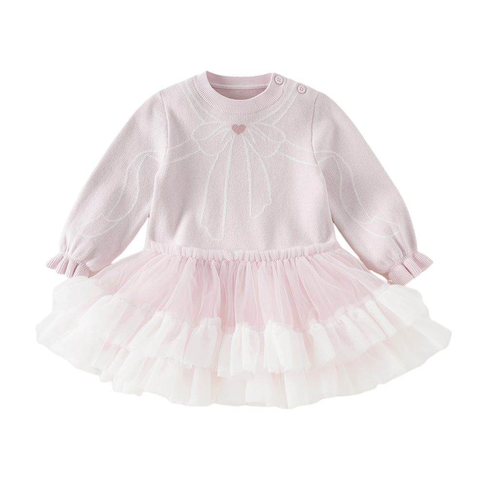 Dave&Bella Toddler Girls Charming Purple Pink Sweater Mesh Party Dress