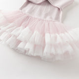 Dave&Bella Toddler Girls Charming Purple Pink Sweater Mesh Party Dress