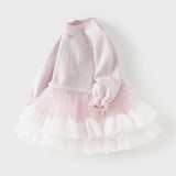 Dave&Bella Toddler Girls Charming Purple Pink Sweater Mesh Party Dress