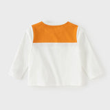 Dave&Bella Toddler Boys Yellow Round Collar Long Sleeve Lightweight Cotton T-shirt Tops